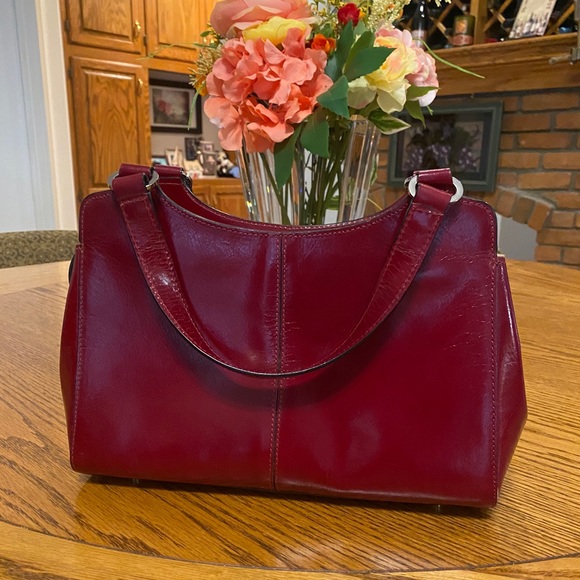 Monsac Original, Leather Handbag, Metal Feet, Red Leather, Beautiful, Dust Bag - Picture 11 of 15